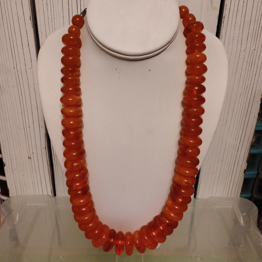 Vibrant Orange Beaded Necklace